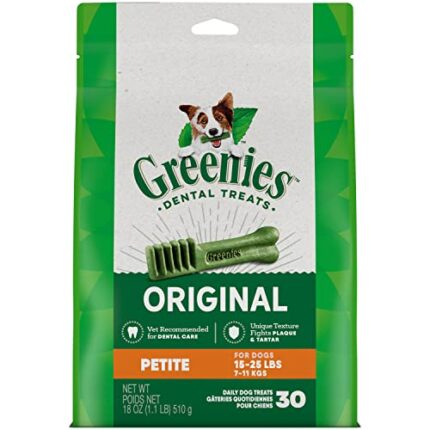 GREENIES Original Petite Natural Dental Care Dog Treats, 18 oz. Pack (30 Treats)